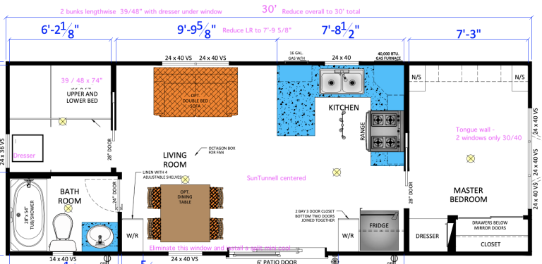 Lodge Rental Trailer | 2024 2 Bedroom | Floorplan | In camp Rental | Carsons Camp