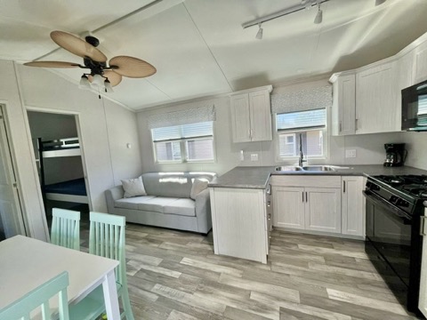 The Lodge 2 Bedroom Trailer Rental  Kitchen