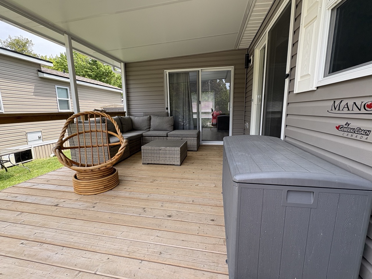 Site 122 | For Sale | Sunset Drive | 2 Bedroom Trailer | Deck | Carsons Camp