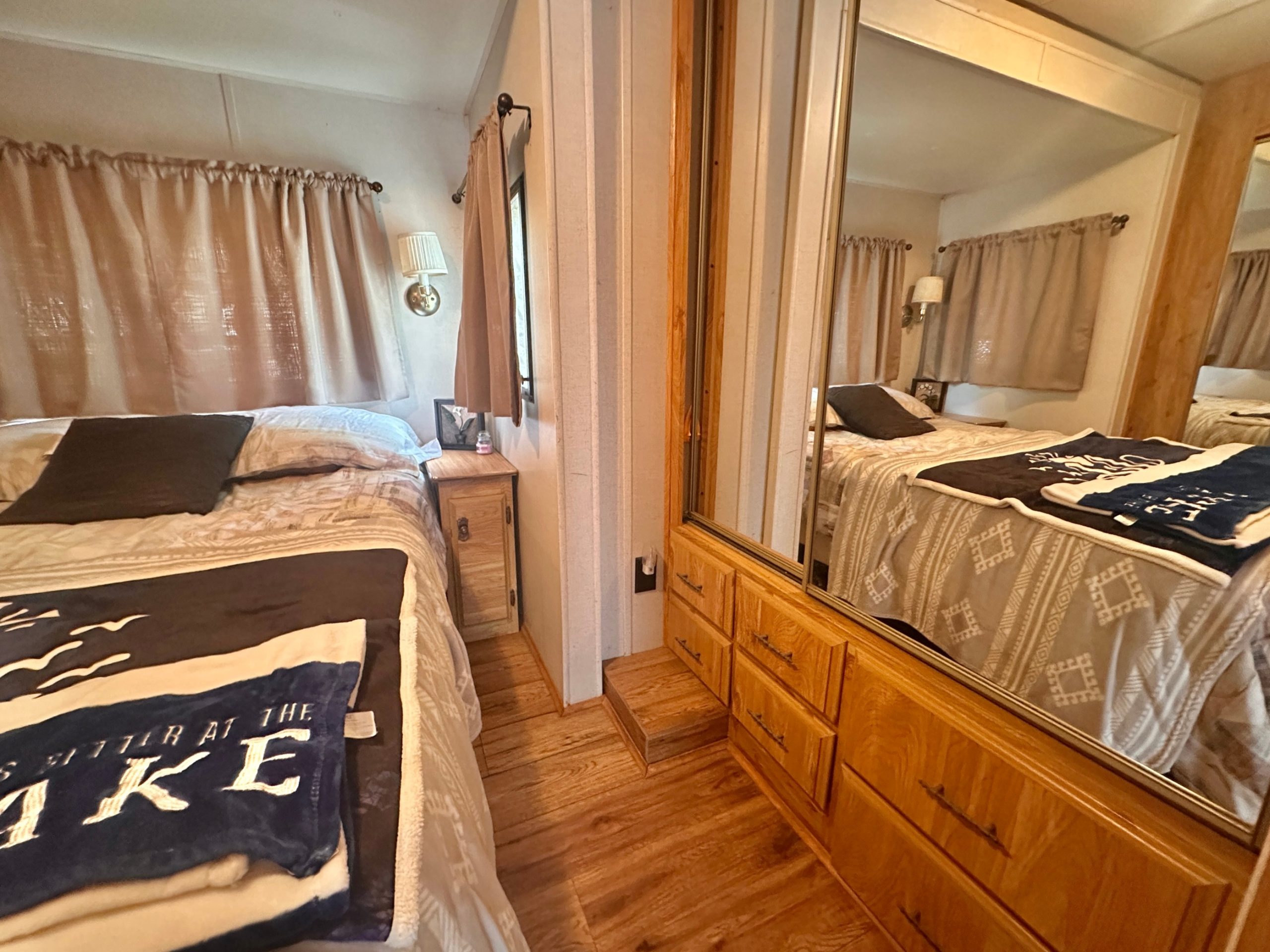 Site 243 | For Sale | Boxwood Drive | 1 Bedroom Trailer | Main queen | Carsons Camp