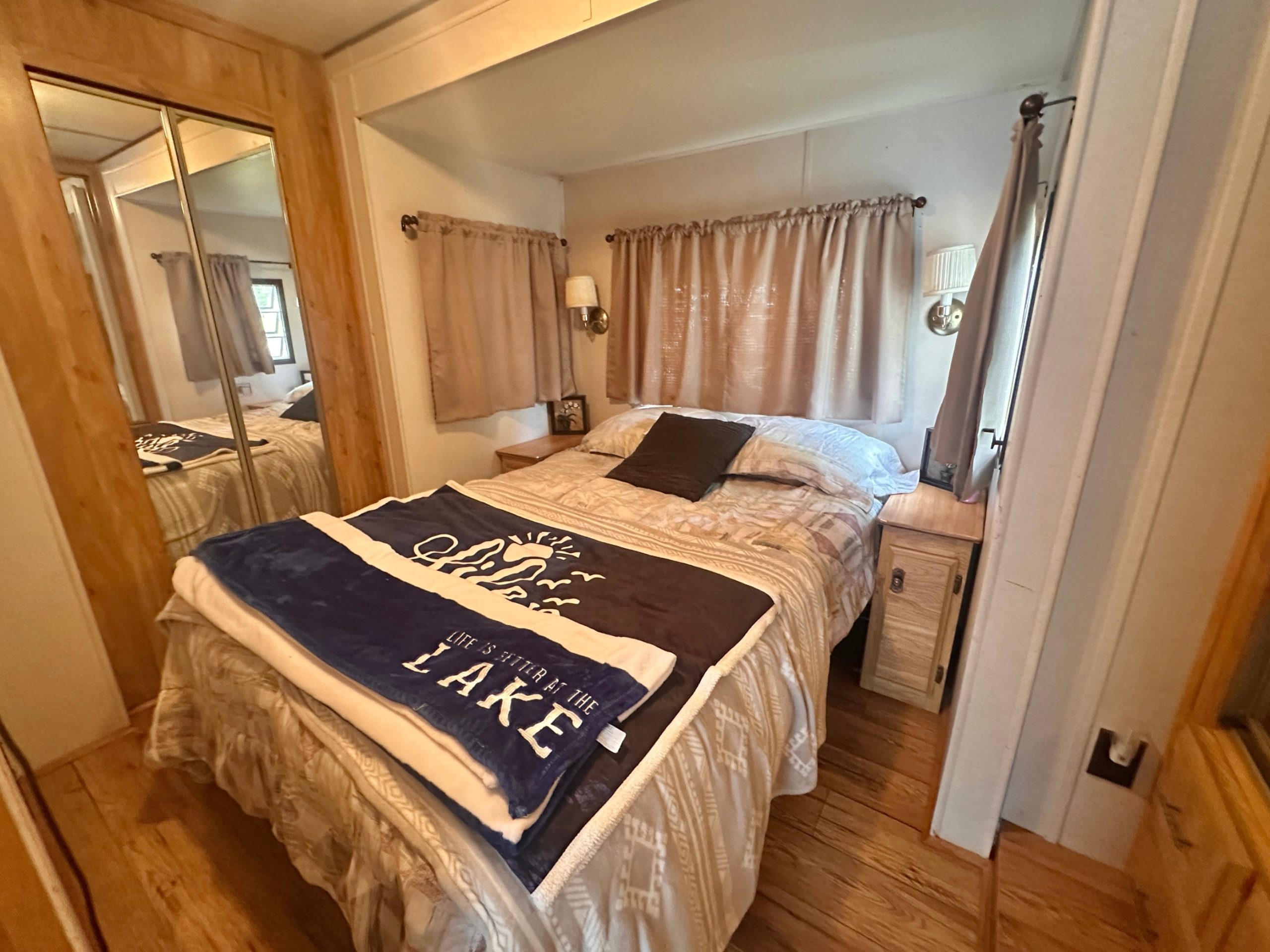 Site 243 | For Sale | Boxwood Drive | 1 Bedroom Trailer | Main queen | Carsons Camp